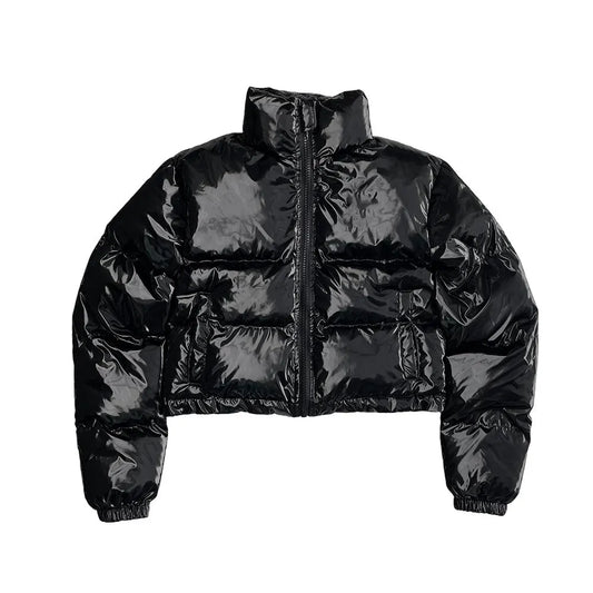 WOMEN'S MAGNETIC T TRIM PUFFER cropped Jacket & coats-Gloss black