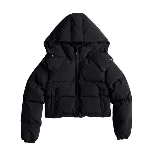 WOMEN'S ARCH AW23 HOODED PUFFER cropped Jacket-BLACK
